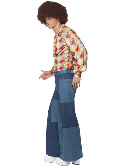 70s Deluxe Flared Trousers, Mens, Blue  Wholesale