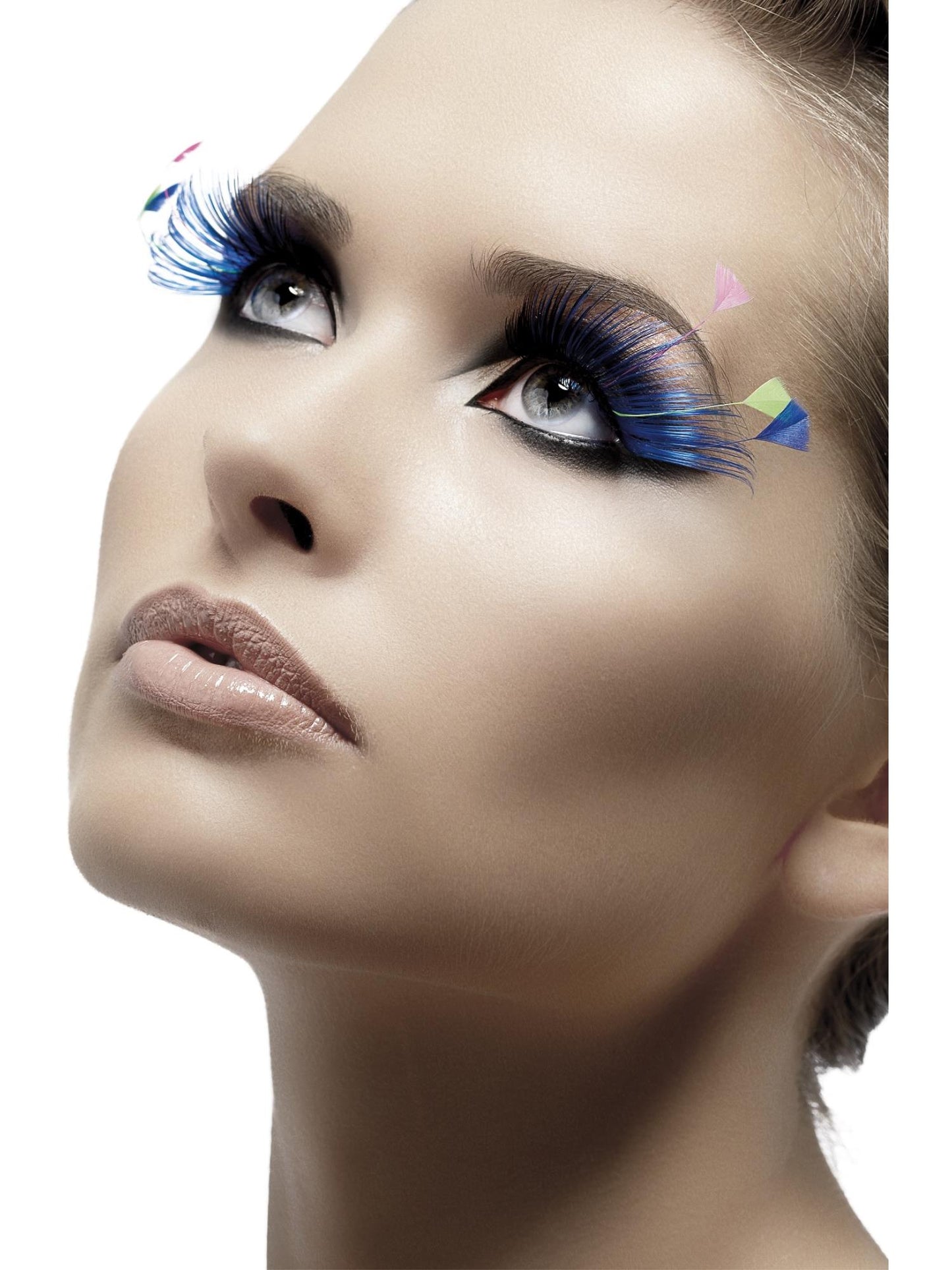 Cils, bleus, avec plumes, colle incluse