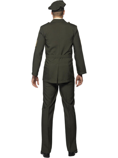 Oficial de guerra, verde, gorra, corbata, pantalones, cinturón y chaqueta
