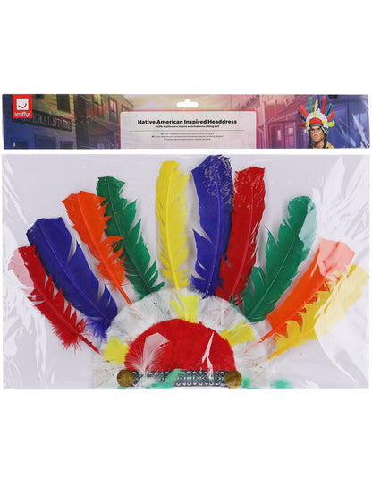 Native American Inspired Headdress, Multi-Coloured  Wholesale