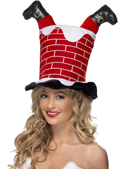 Chapeau Père Noël coincé dans la cheminée, Rouge