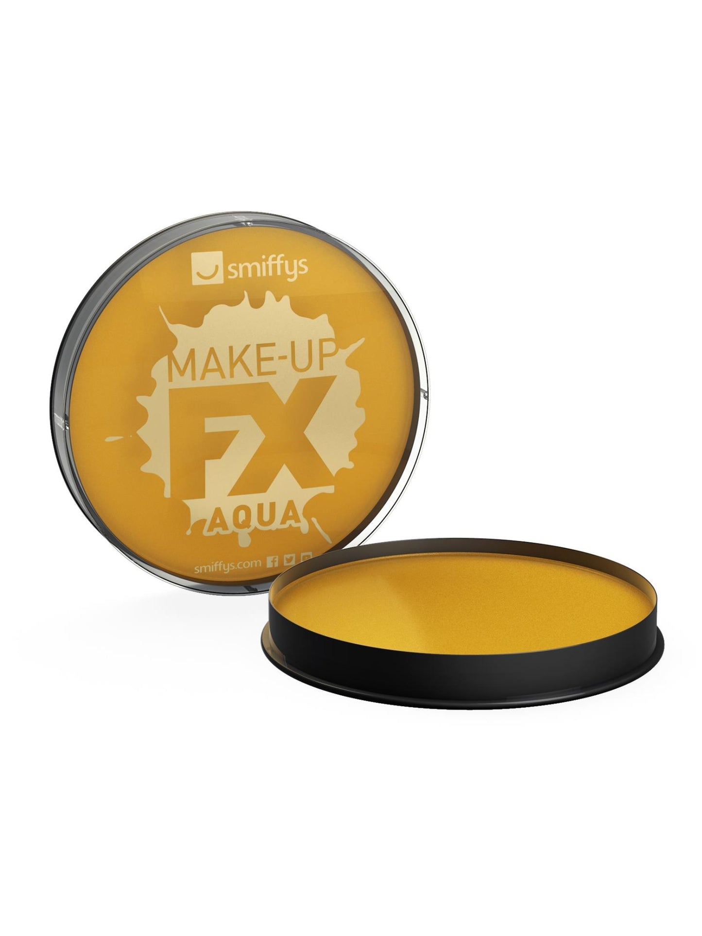 Smiffys Make-Up FX, Aqua Gesichtsund Körperfarbe, Metallisch-Gold, 16ml, Wasserbasierend