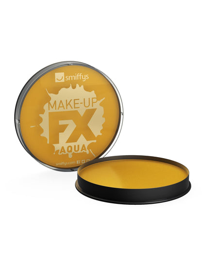 Smiffys Make-Up FX, Aqua Gesichtsund Körperfarbe, Metallisch-Gold, 16ml, Wasserbasierend