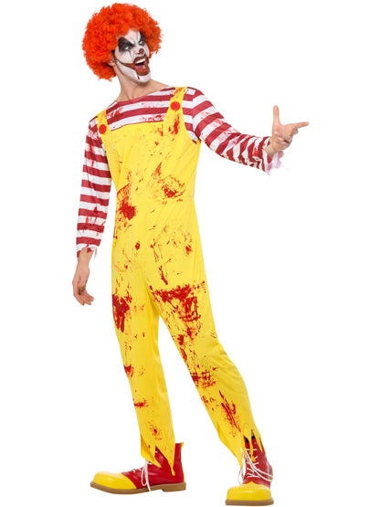 Costume de clown tueur, Jaune et rouge, avec combinaison