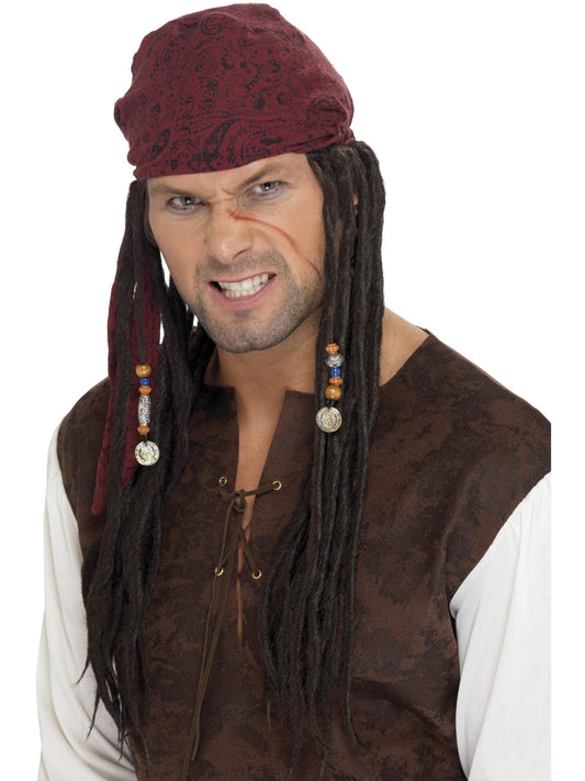 Pirate Bandanna with Plaits, Brown  Wholesale