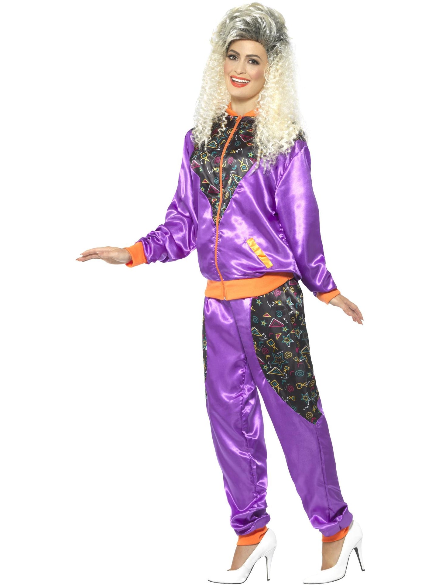 Chándal retro de tactel, para mujer, morado, con chaqueta y pantalón