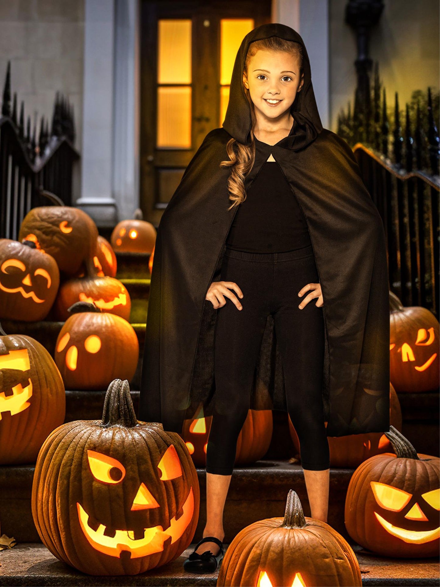 Hooded Cape, Black  Wholesale