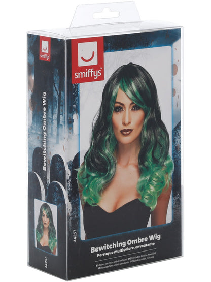 Ombre Wig, Bewitching, Green & Black  Wholesale