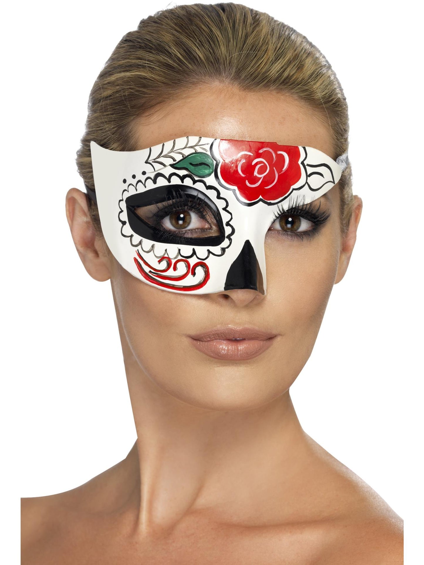 Day of the Dead Half Eye Mask, White  Wholesale