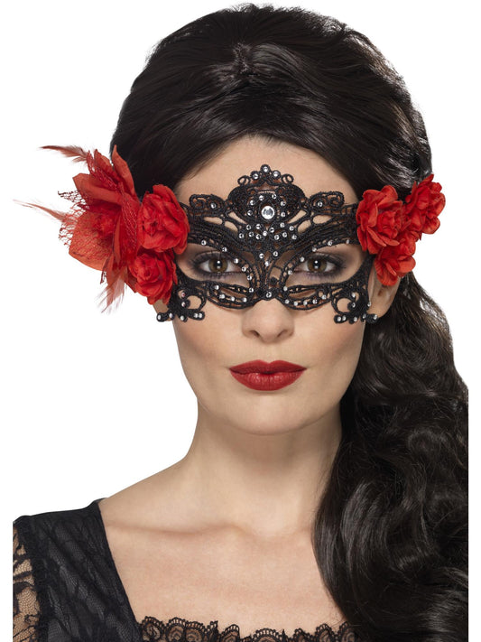 Day of the Dead Lace Filigree Eyemask, Black  Wholesale