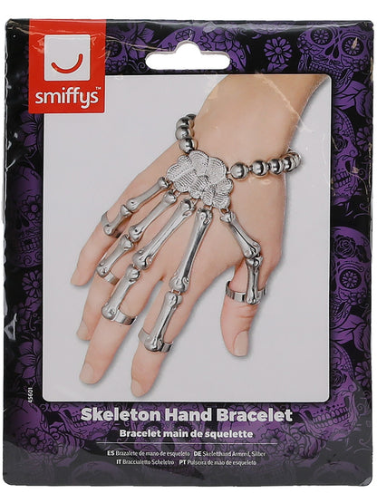 Skeleton Hand Bracelet, Silver  Wholesale