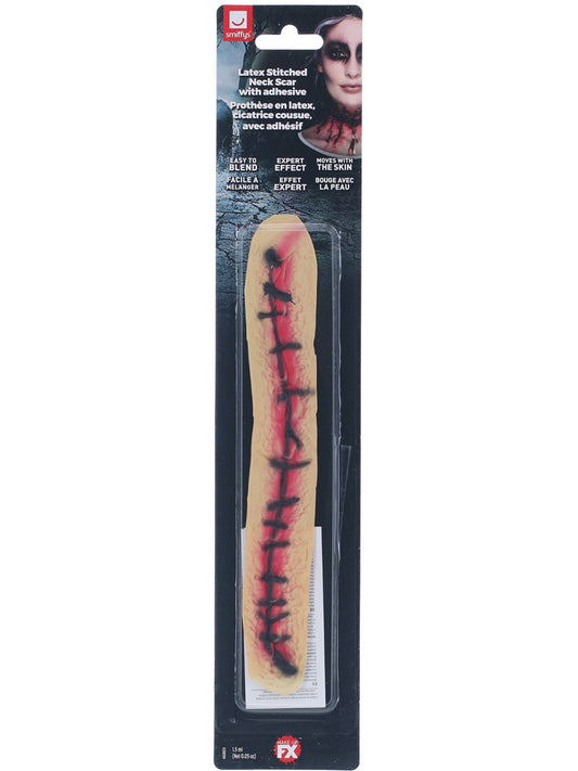 Smiffys Make-Up FX, Latex Stitched Neck, Red  Wholesale