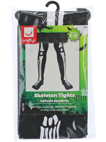 Skeleton Tights, Child, Black  Wholesale