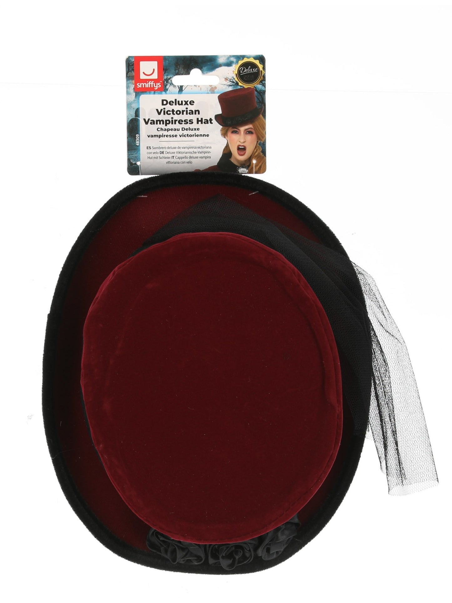 Deluxe Victorian Vampiress Hat, Burgundy  Wholesale