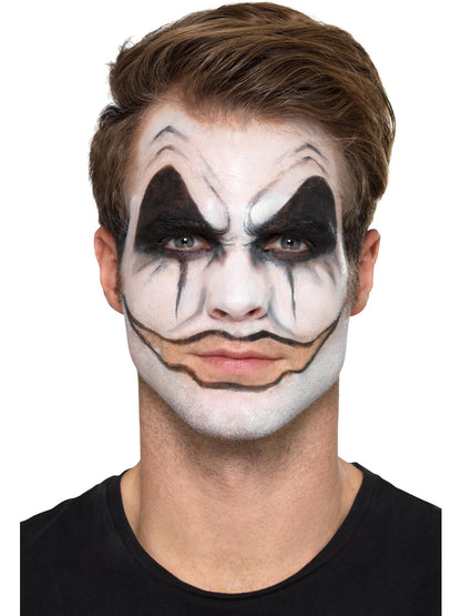 Killer-Clown-Kosmetik-Set, Aqua, Rot, 3 Farben, Blut, Nase, Zähne, Schwamm & Pinsel