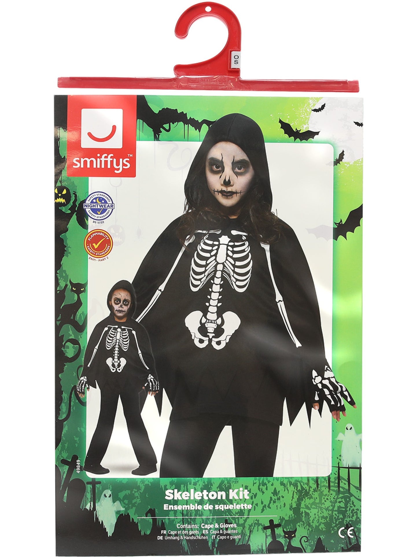 Kids Unisex Skeleton Poncho, with Gloves  Wholesale