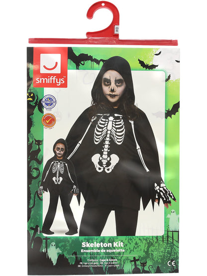 Kids Unisex Skeleton Poncho, with Gloves  Wholesale