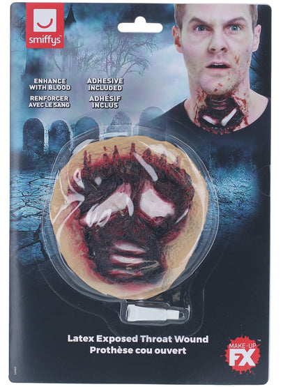 Smiffys Make-Up FX, Latex Exposed Throat Wound, Re  Wholesale