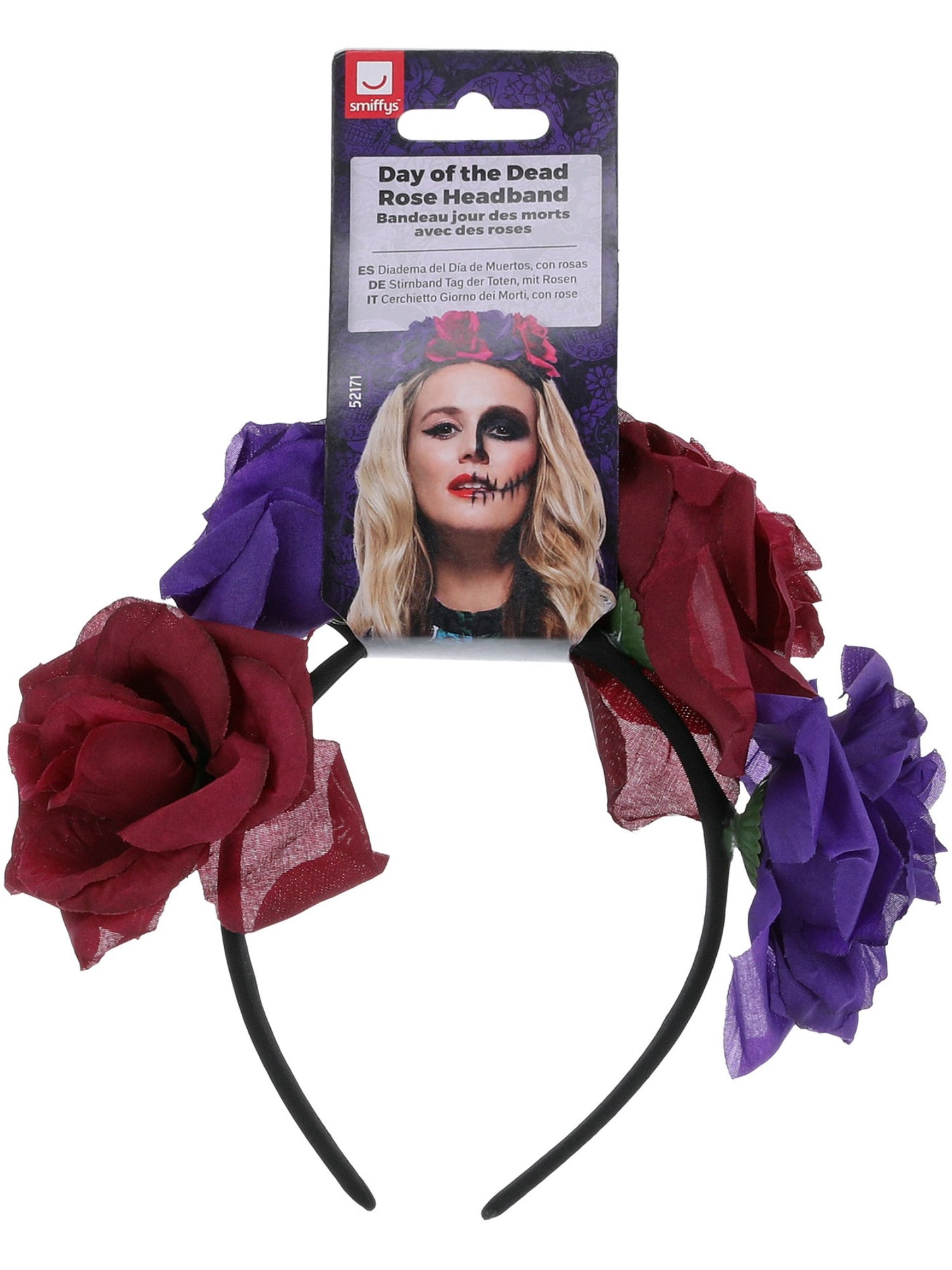 Day of the Dead Rose Headband, Multi-Coloured  Wholesale