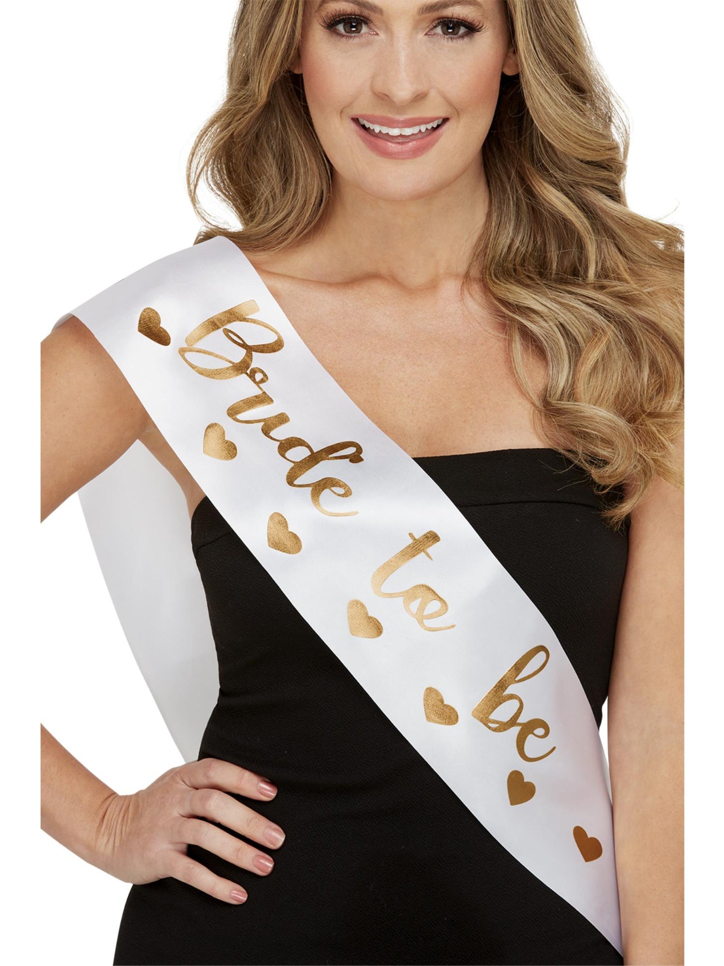 Bride To Be-Schärpe, Weiß, mit goldener Beschriftung