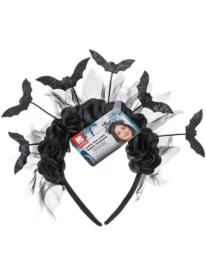 Gothic Rose & Bat Bopper Headband  Wholesale