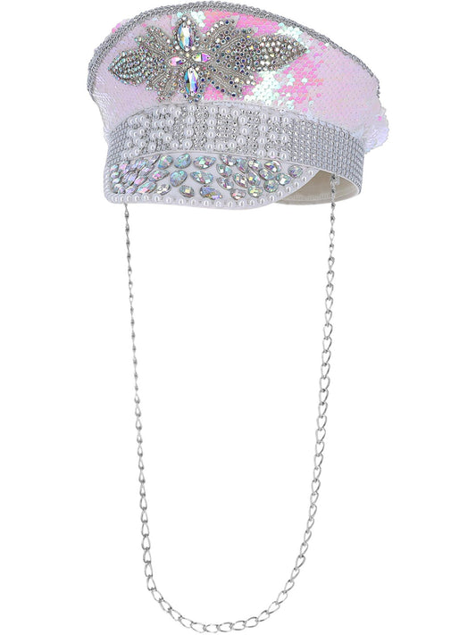 Fever Deluxe Sequin & Pearl Bride Captains Hat  Wholesale