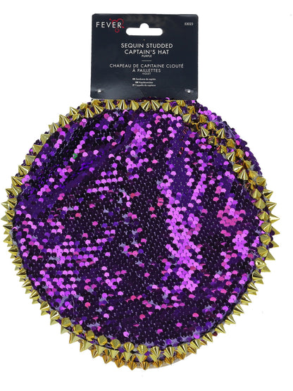 Fever Deluxe Sequin Studded Captains Hat, Purple  Wholesale