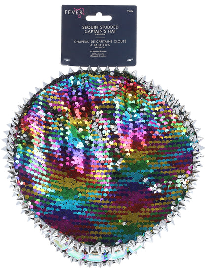 Fever Deluxe Sequin Studded Captains Hat, Rainbow  Wholesale