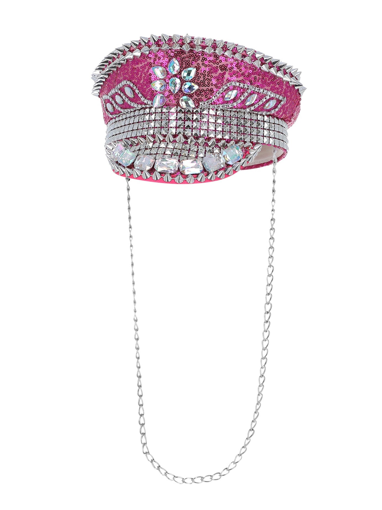 Fever Deluxe Sequin Studded Captains Hat, Hot Pink  Wholesale
