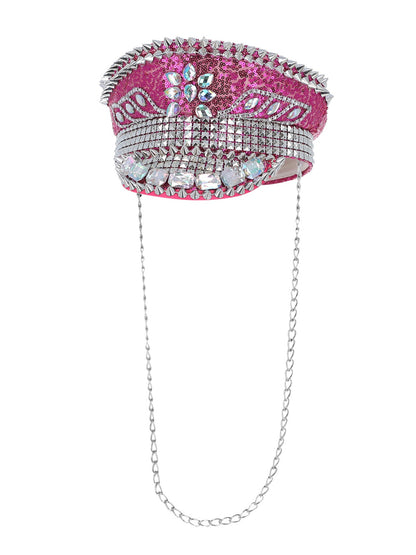 Fever Deluxe Sequin Studded Captains Hat, Hot Pink  Wholesale