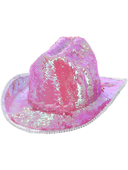 Fever-Deluxe-Pailletten-Cowgirl-Hut, schillerndes Pink