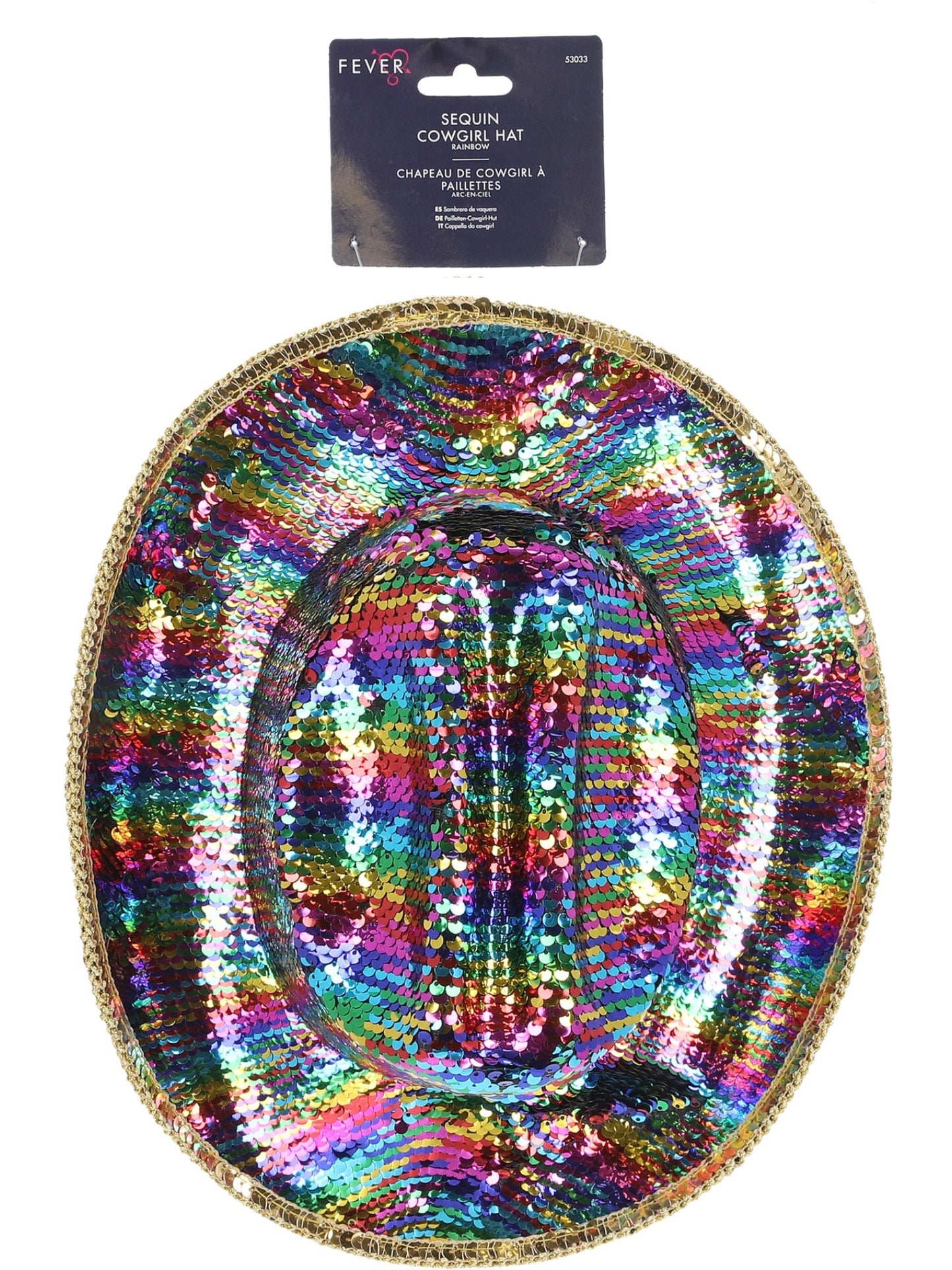 Chapeau de luxe fever de cow-girl à paillettes, arc-en-ciel