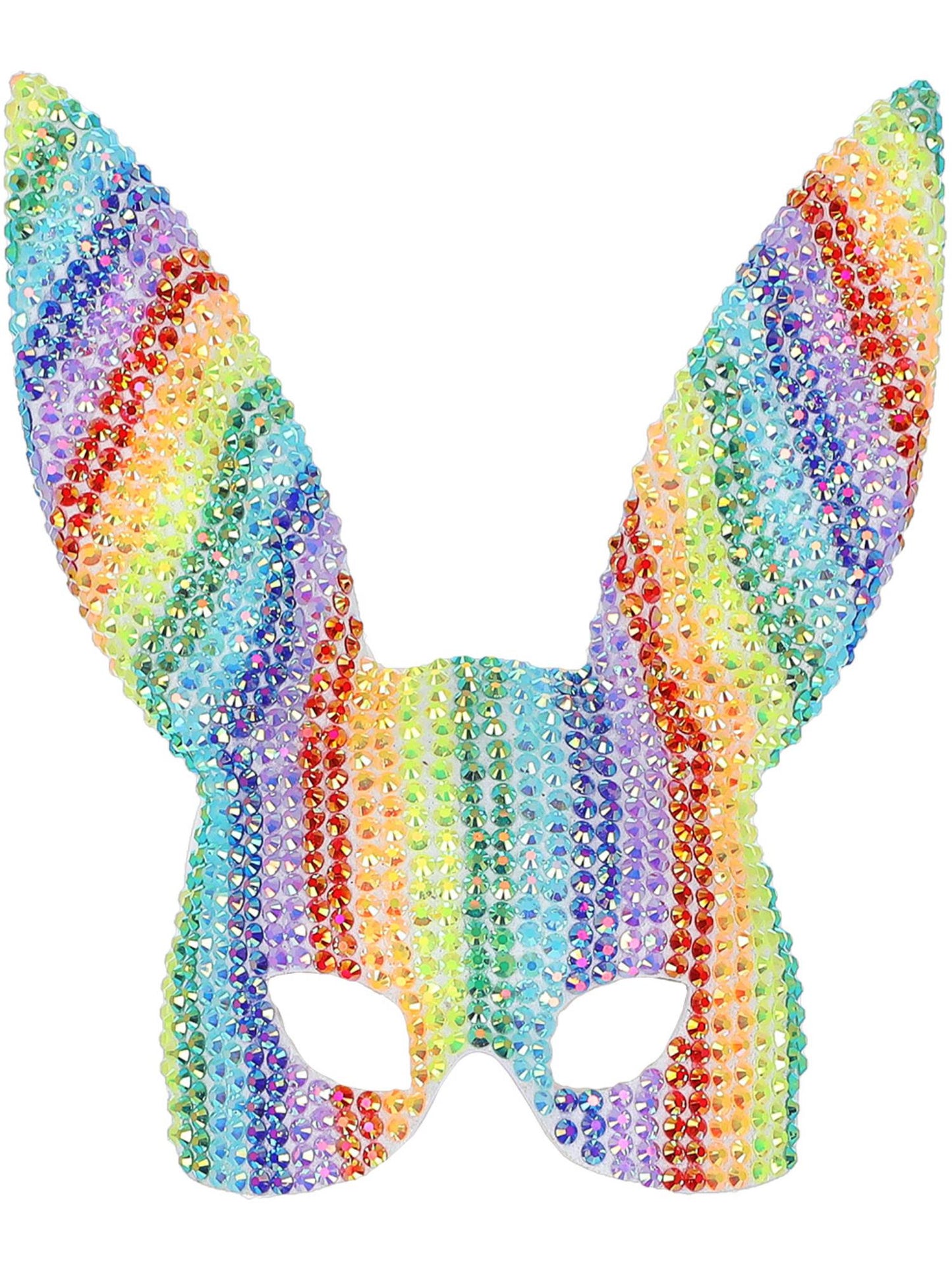 Fever Deluxe regenbogenfarbene Häschenmaske mit Juwel, mit Gummiband