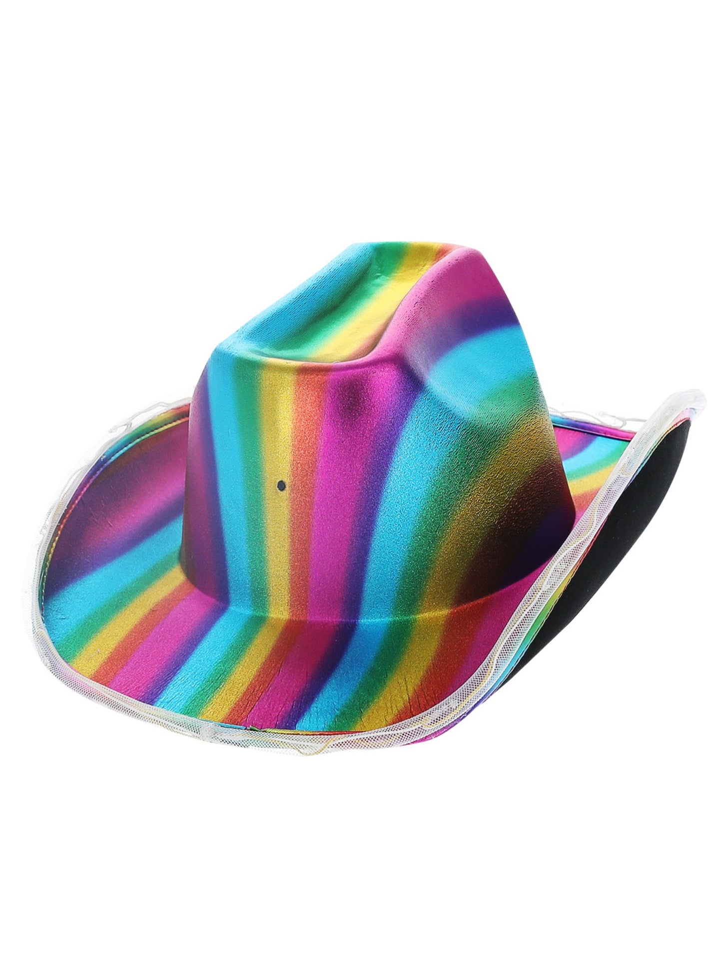 LED-beleuchteter metallischer Cowgirl-Hut, Regenbogen