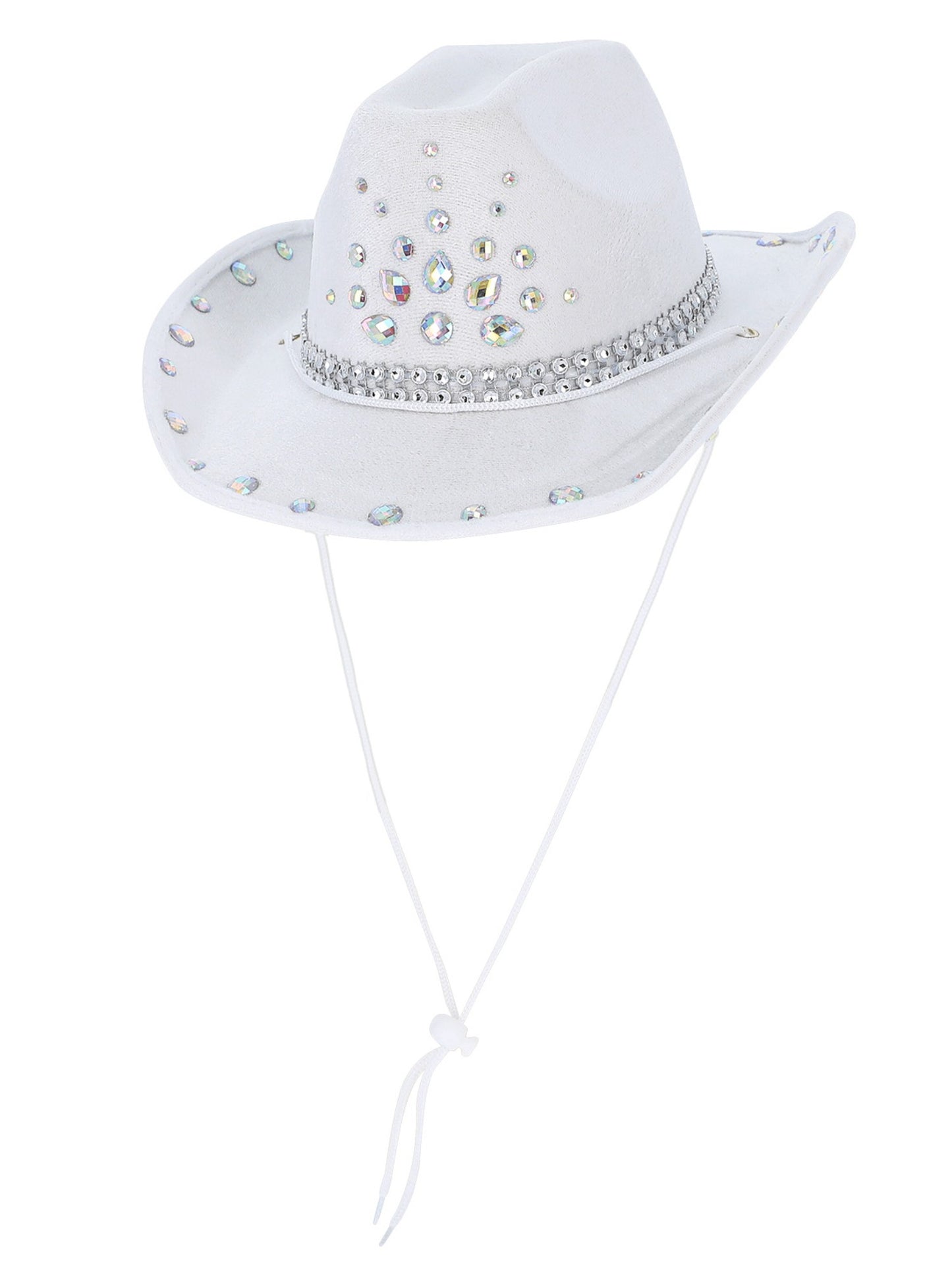 Weißer Strass-Cowgirl-Hut, Silberne Juwelen