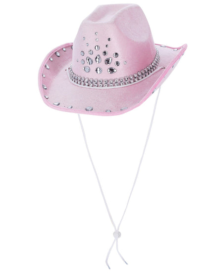 Babyrosa Strass-Cowgirl-Hut, Silberne Juwelen