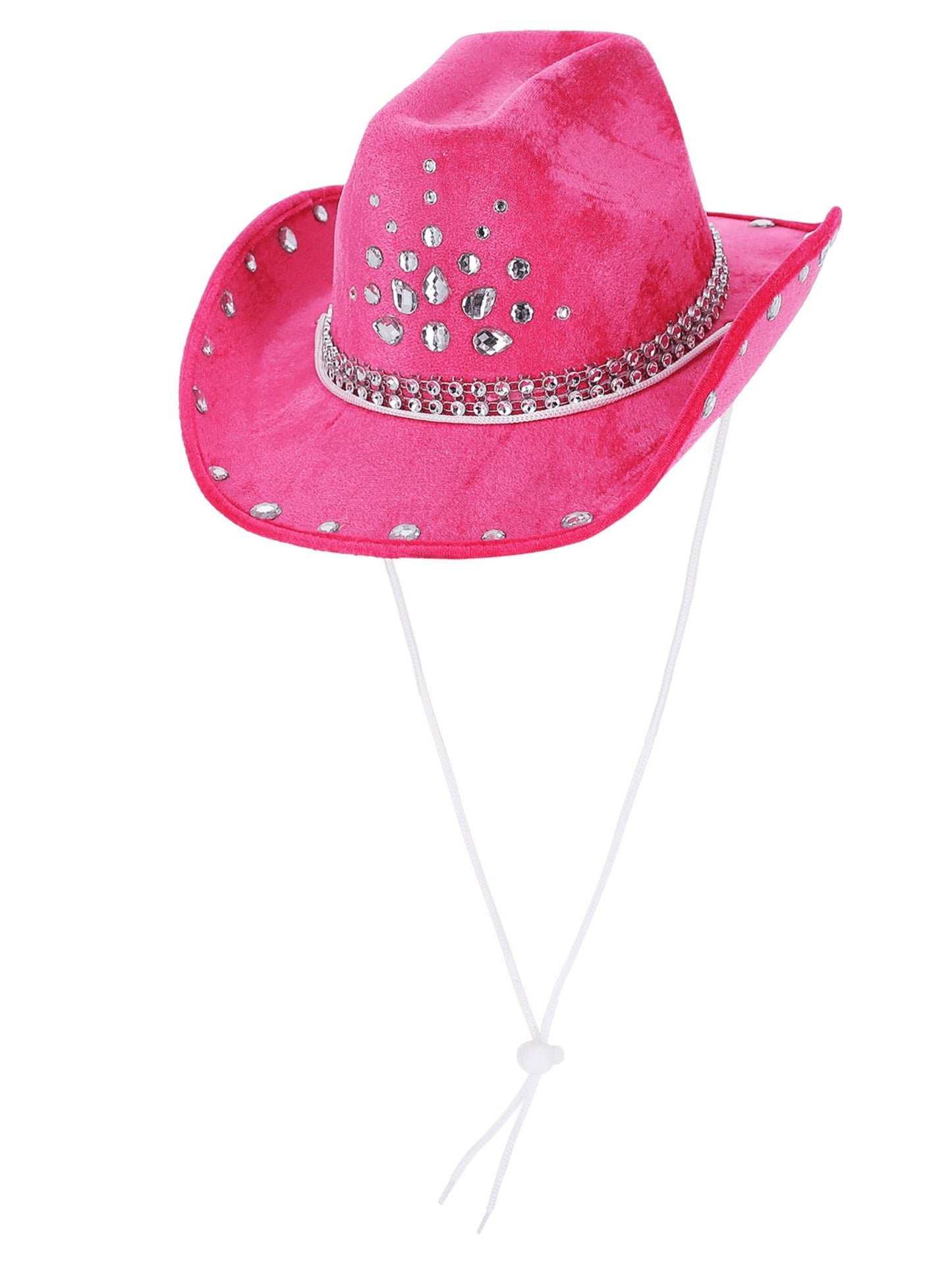 Chapeau de cowgirl strass rose vif, Bijoux en argent