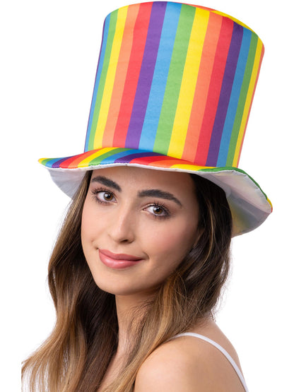 Haut-de-forme de luxe à rayures arc-en-ciel