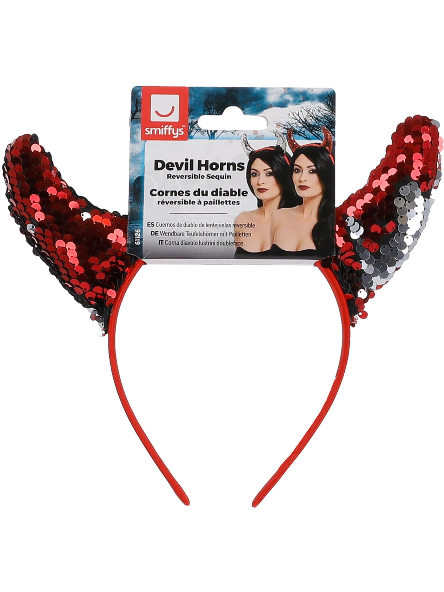 Reversible Sequin Devil Horns, Red  Wholesale