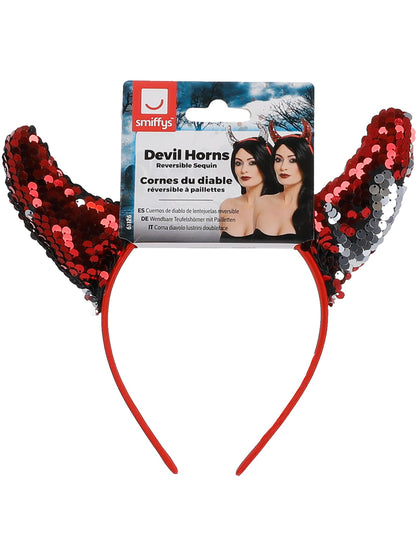 Reversible Sequin Devil Horns, Red  Wholesale