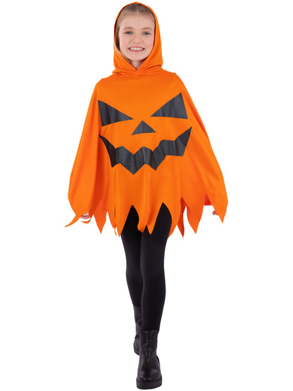 Pumpkin Poncho, Orange, Kids  Wholesale