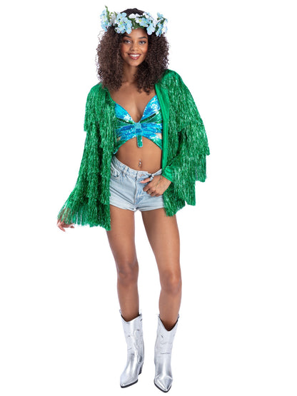 Fever Tinsel Festival Jacket, Green  Wholesale