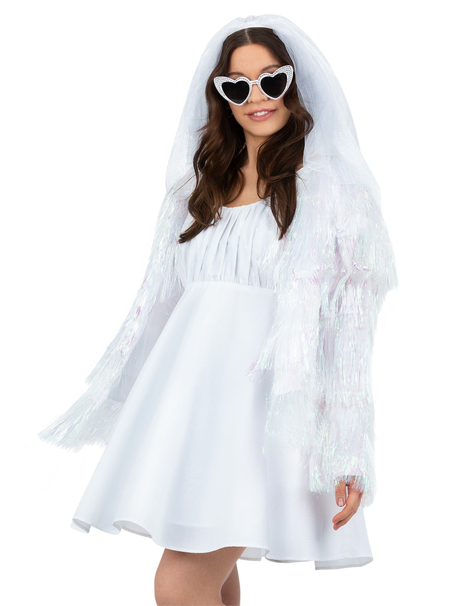Fever Tinsel Festival Jacket, Iridescent White  Wholesale