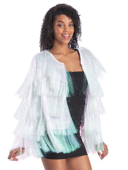 Fever Tinsel Festival Jacket, Iridescent White  Wholesale