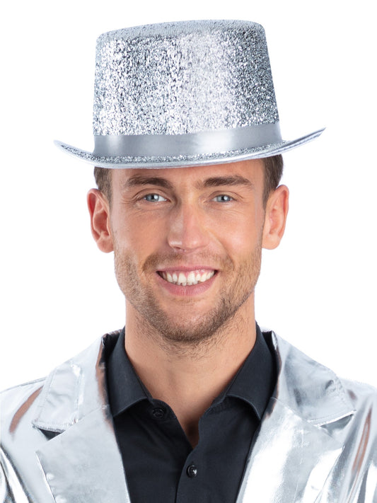 Metallic Silver Lurex Top Hat  Wholesale