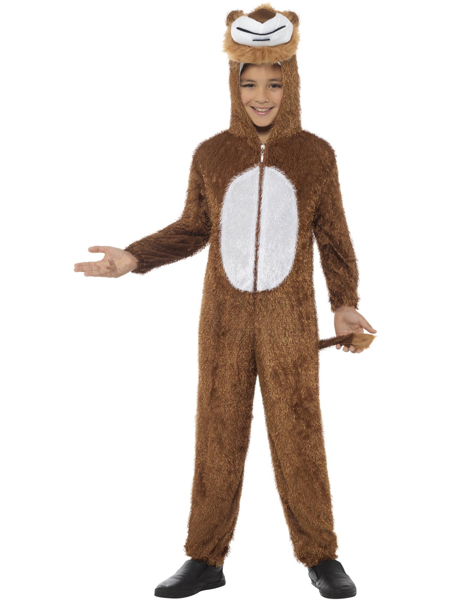 Löwe Kostüm, Braun, enthält Jumpsuit mit Kapuze